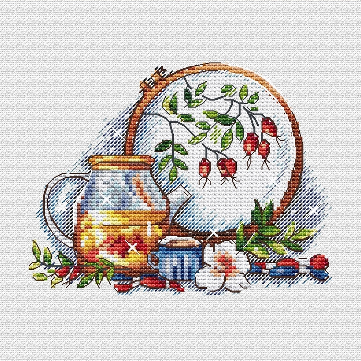 Seasonal Tea. Winter Cross Stitch Pattern фото 1