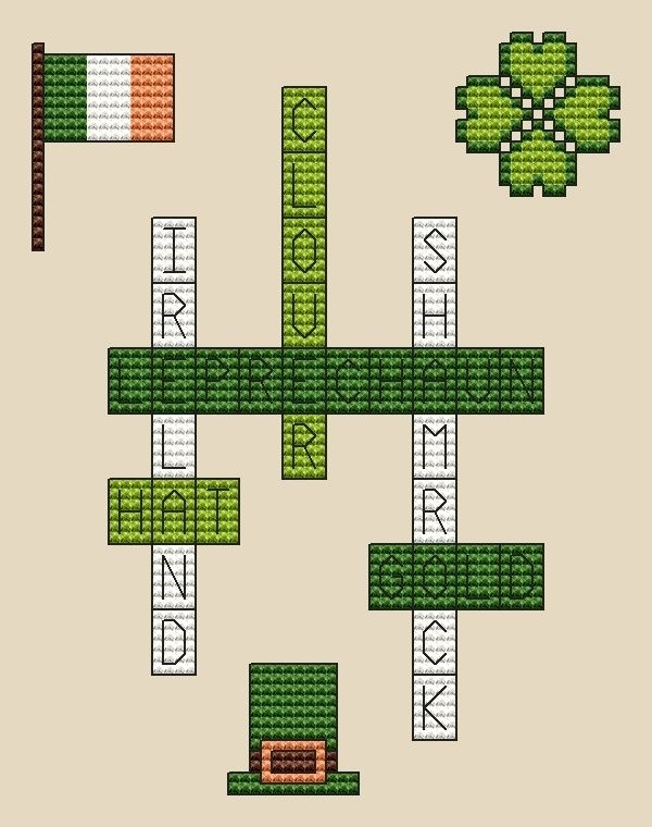 St. Patrick's Day Crossword Cross Stitch Pattern фото 1