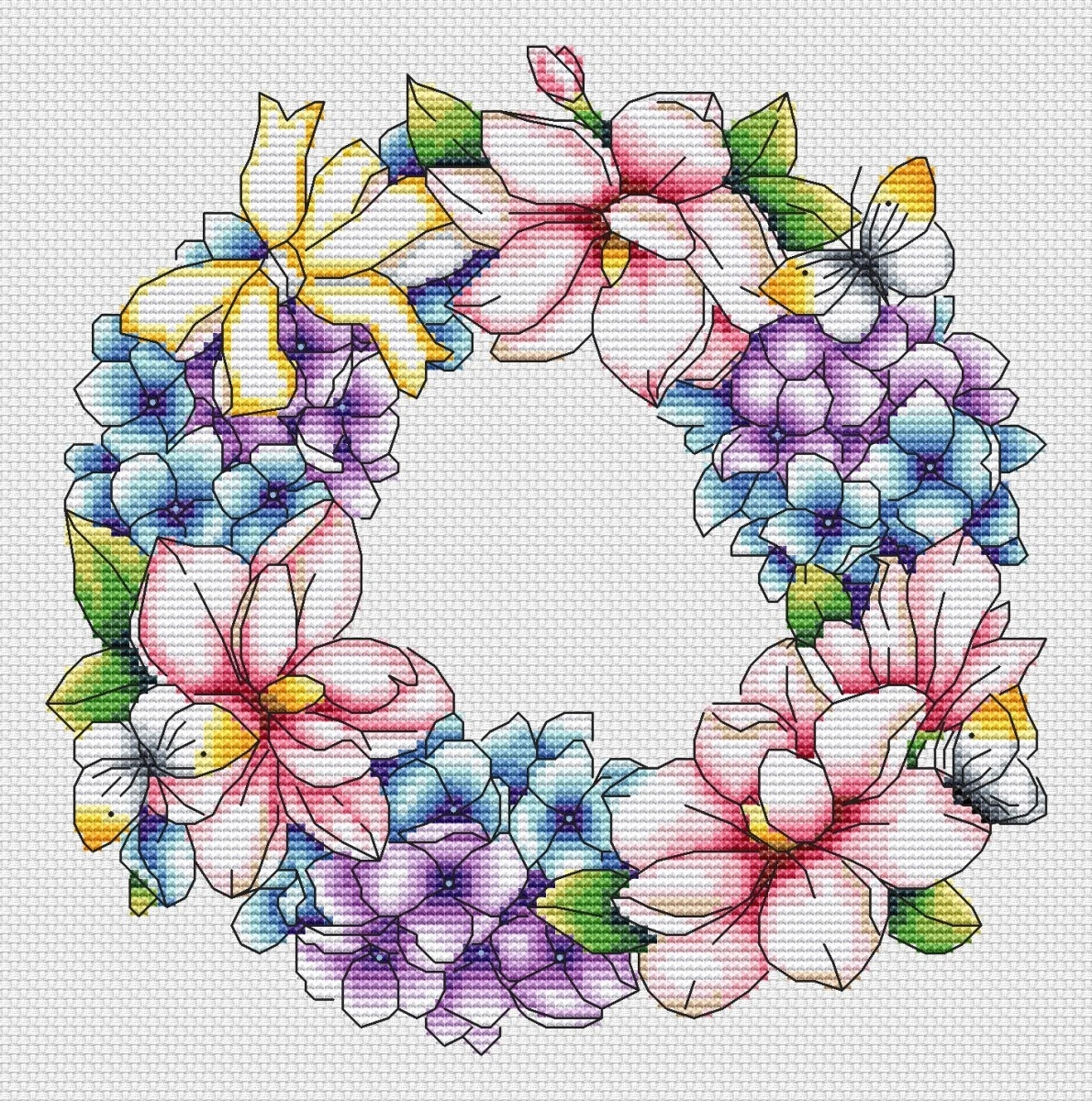 Wreath with Magnolias Cross Stitch Pattern фото 2