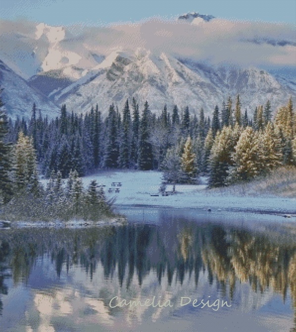 The Coolness of a Mountain Lake Cross Stitch Pattern фото 1