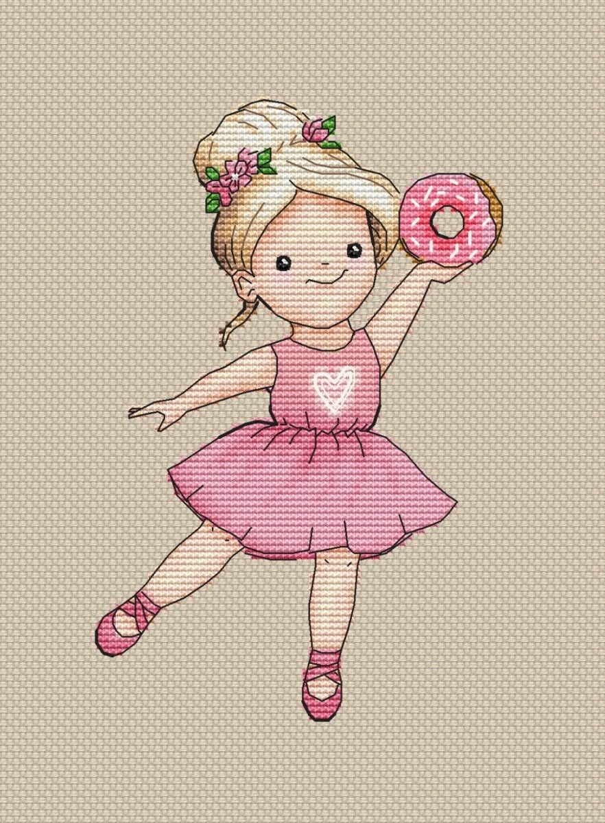 Girl with a Doughnut Cross Stitch Pattern фото 1