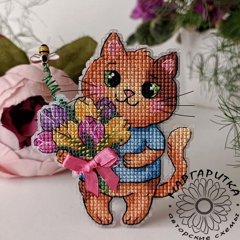 Cute Ginger Kitty Cross Stitch Pattern фото 1