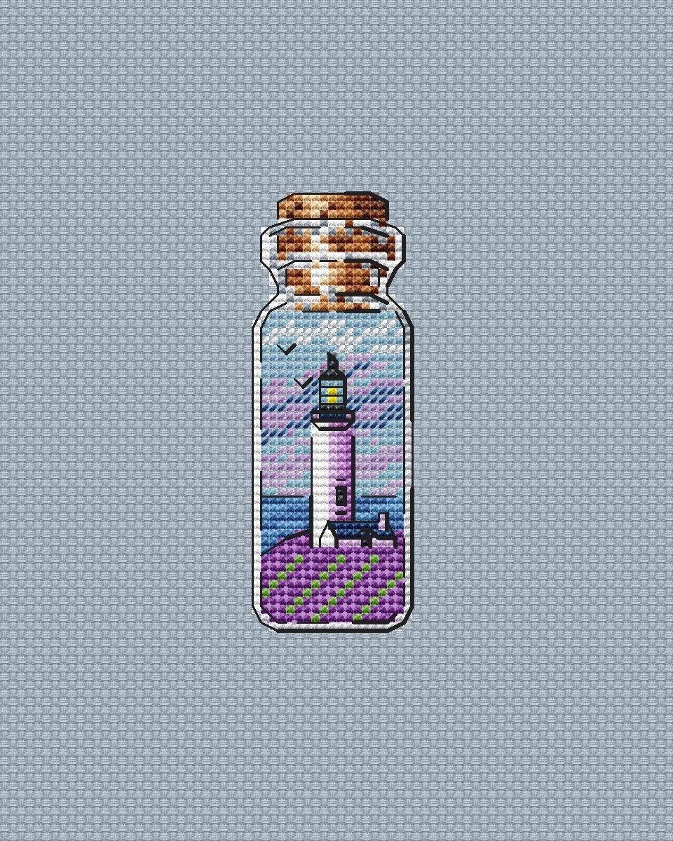 Bottles. Lighthouse Cross Stitch Pattern фото 1