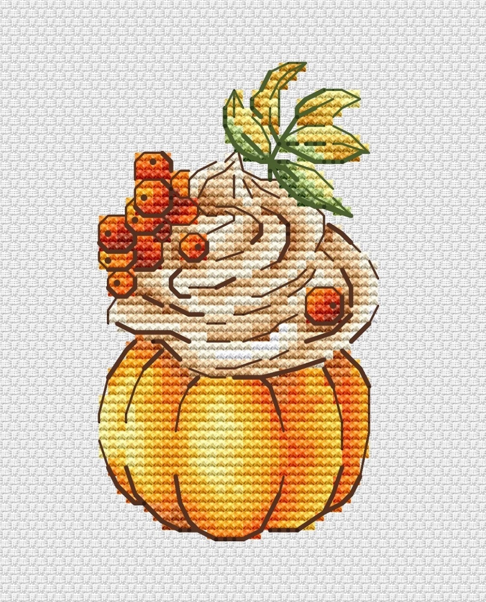 Cupcake with Red Mountain Ash Cross Stitch Pattern фото 1