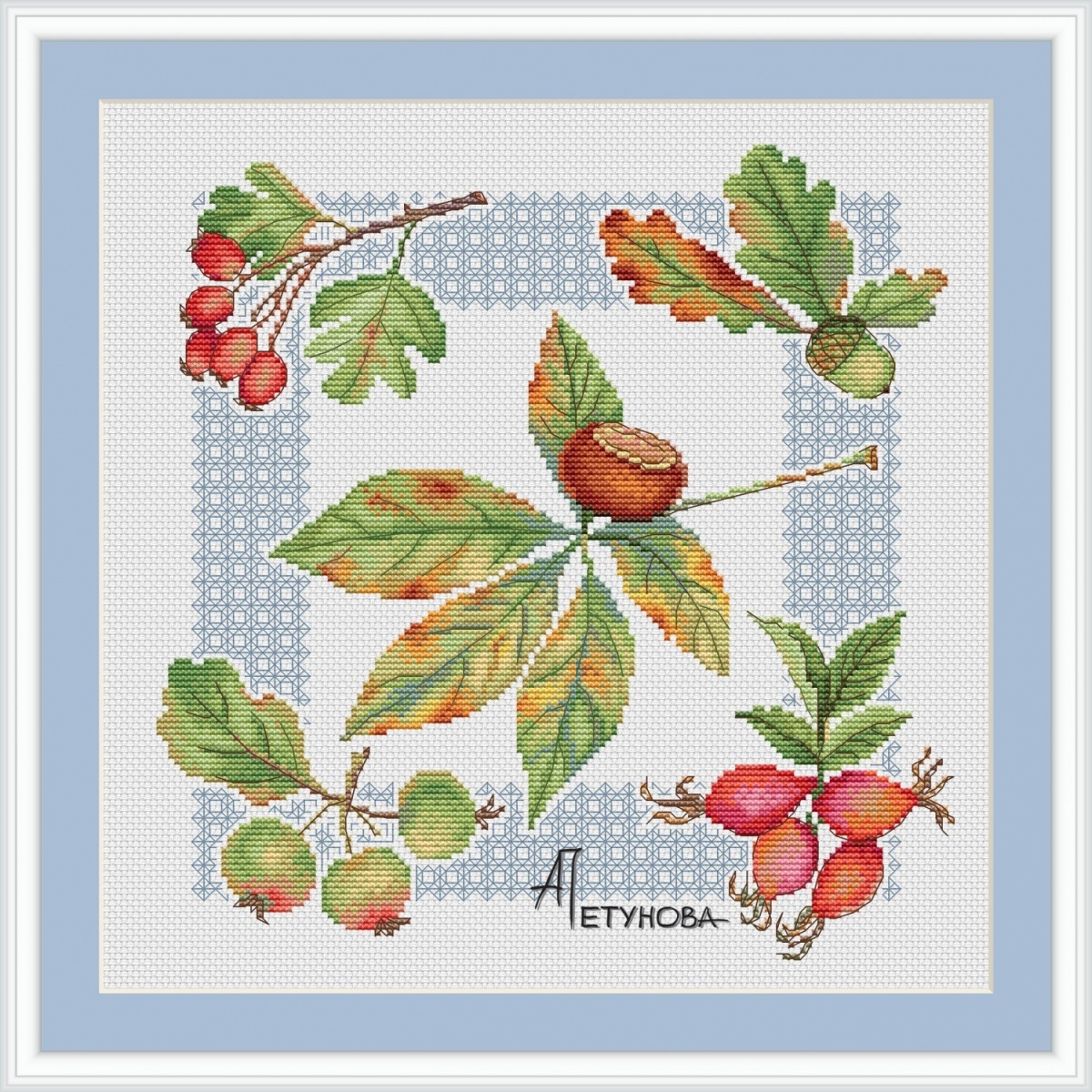 Leaf Sampler Cross Stitch Pattern фото 1