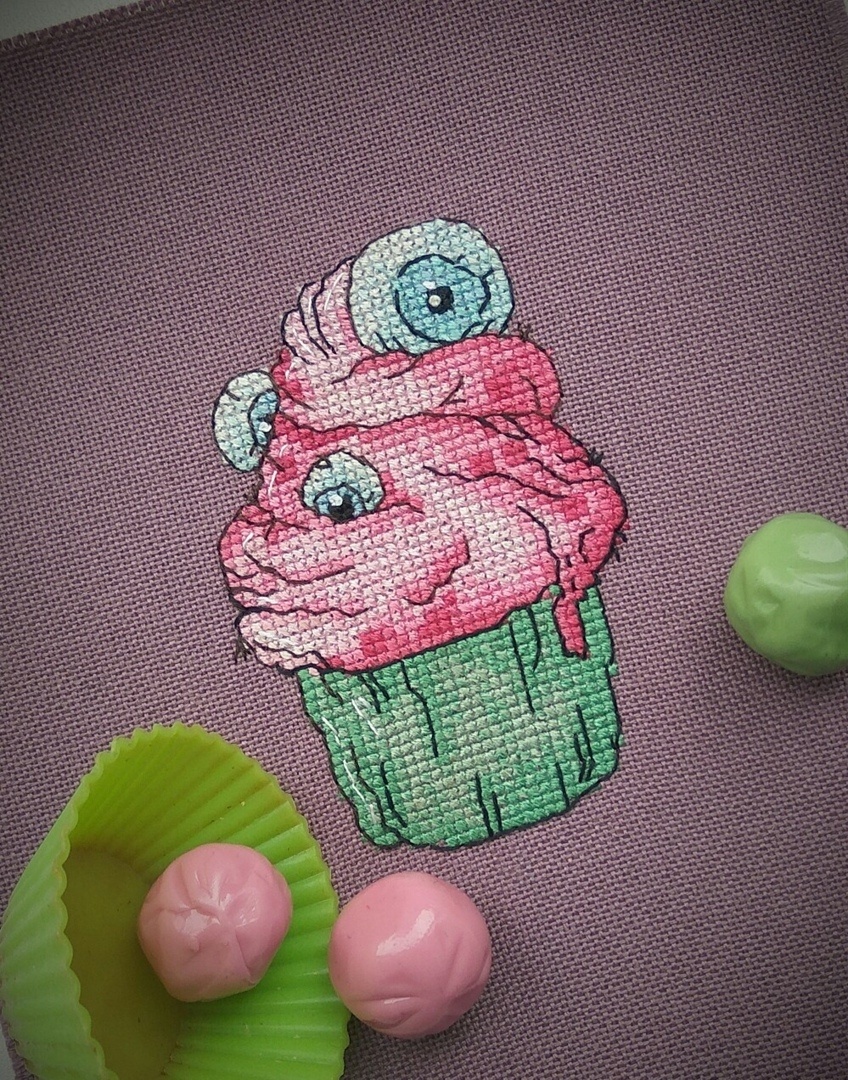 Cupcake with Eyes Cross Stitch Pattern фото 9