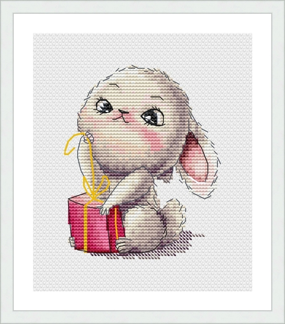 Bunny with a Gift Cross Stitch Chart фото 2