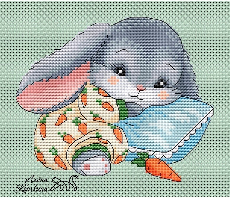 Sleeping Bunny Cross Stitch Pattern фото 1
