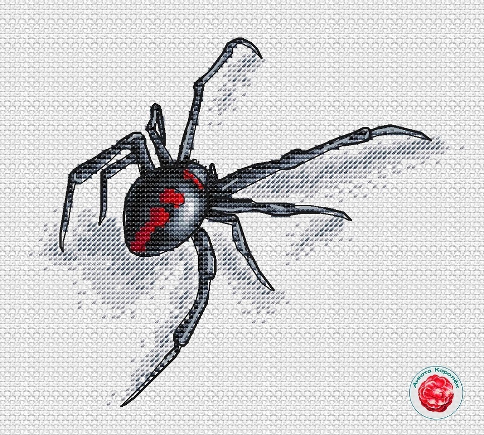 Black Widow Spider Cross Stitch Pattern фото 1