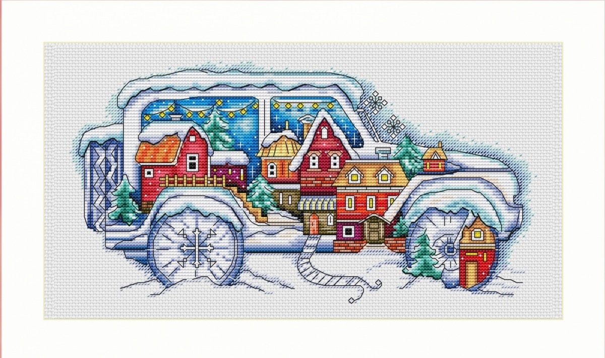 Winter Car Cross Stitch Pattern фото 1