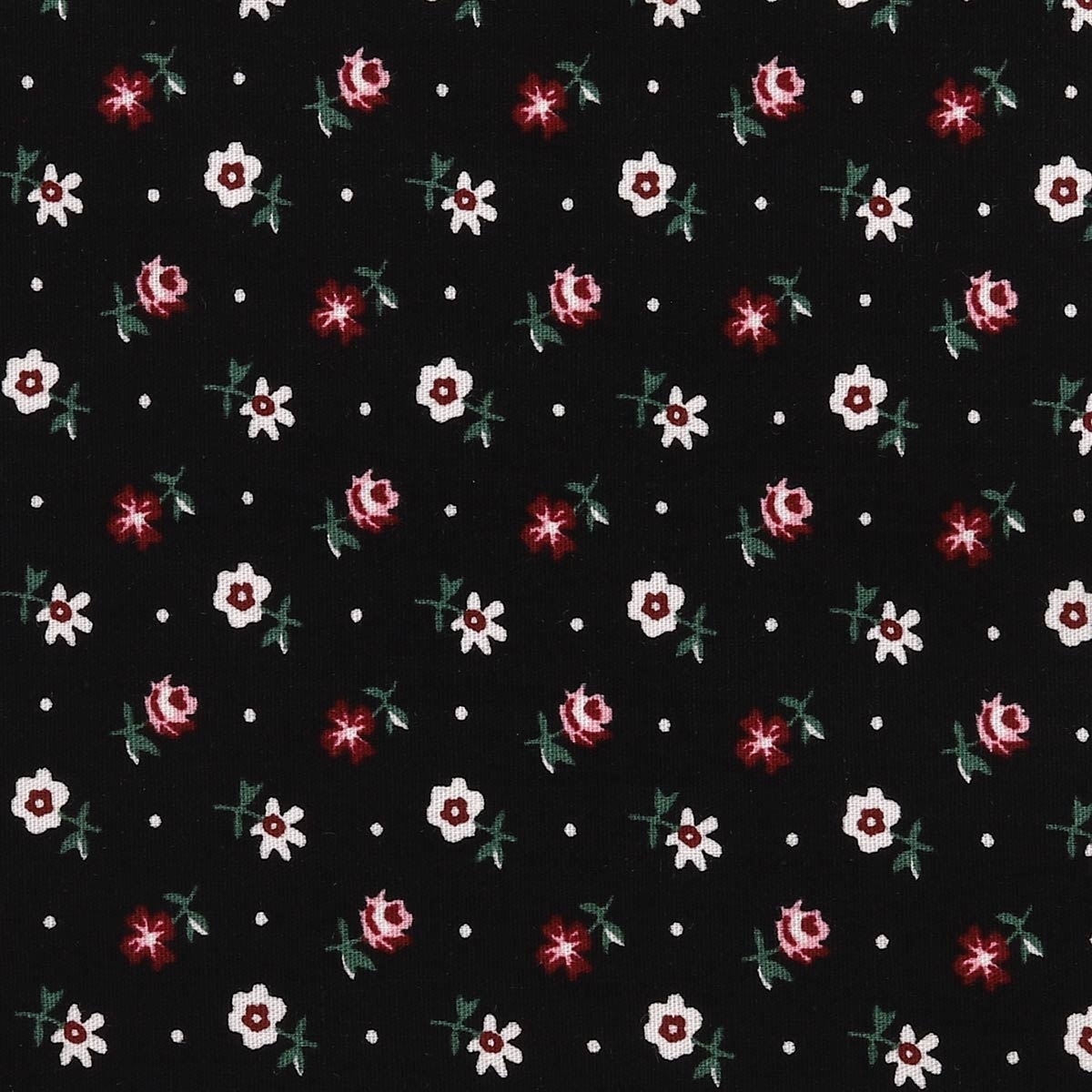Black with a Small Flowers AR1817 Patchwork Fabric фото 1