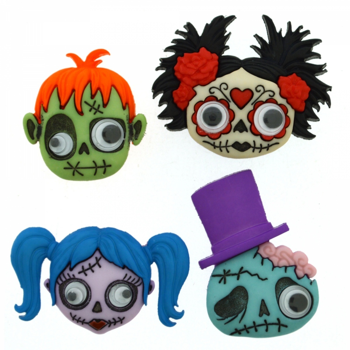 Zany Zombies Set of Decorative Buttons фото 1
