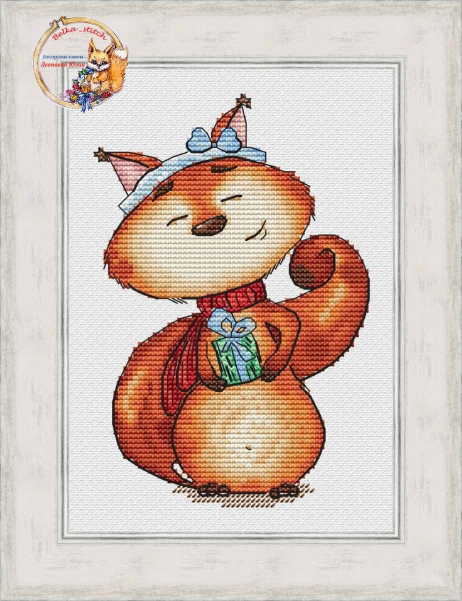 Festive Squirrel Cross Stitch Pattern фото 1