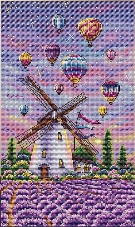 Mill in Lavender Cross Stitch Pattern фото 1