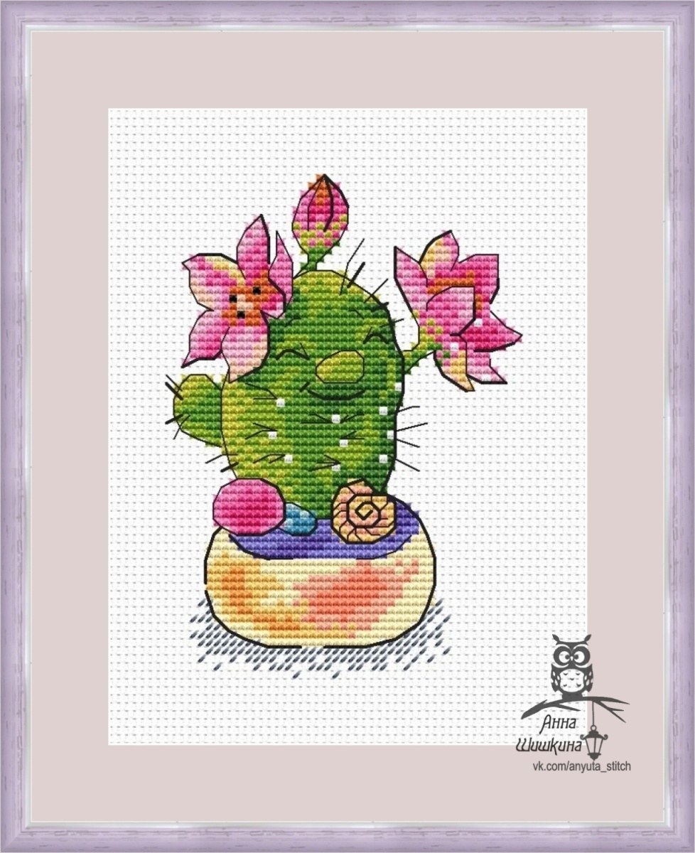 Cute Cactus Cross Stitch Pattern фото 1