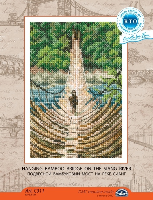 Hanging Bamboo Bridge on the Siang River Cross Stitch Kit фото 2