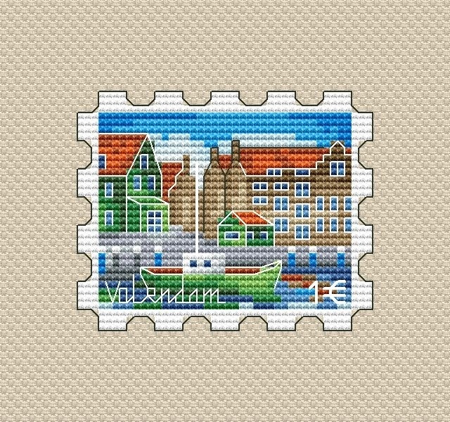 Volendam Postage Stamp Cross Stitch Pattern фото 1