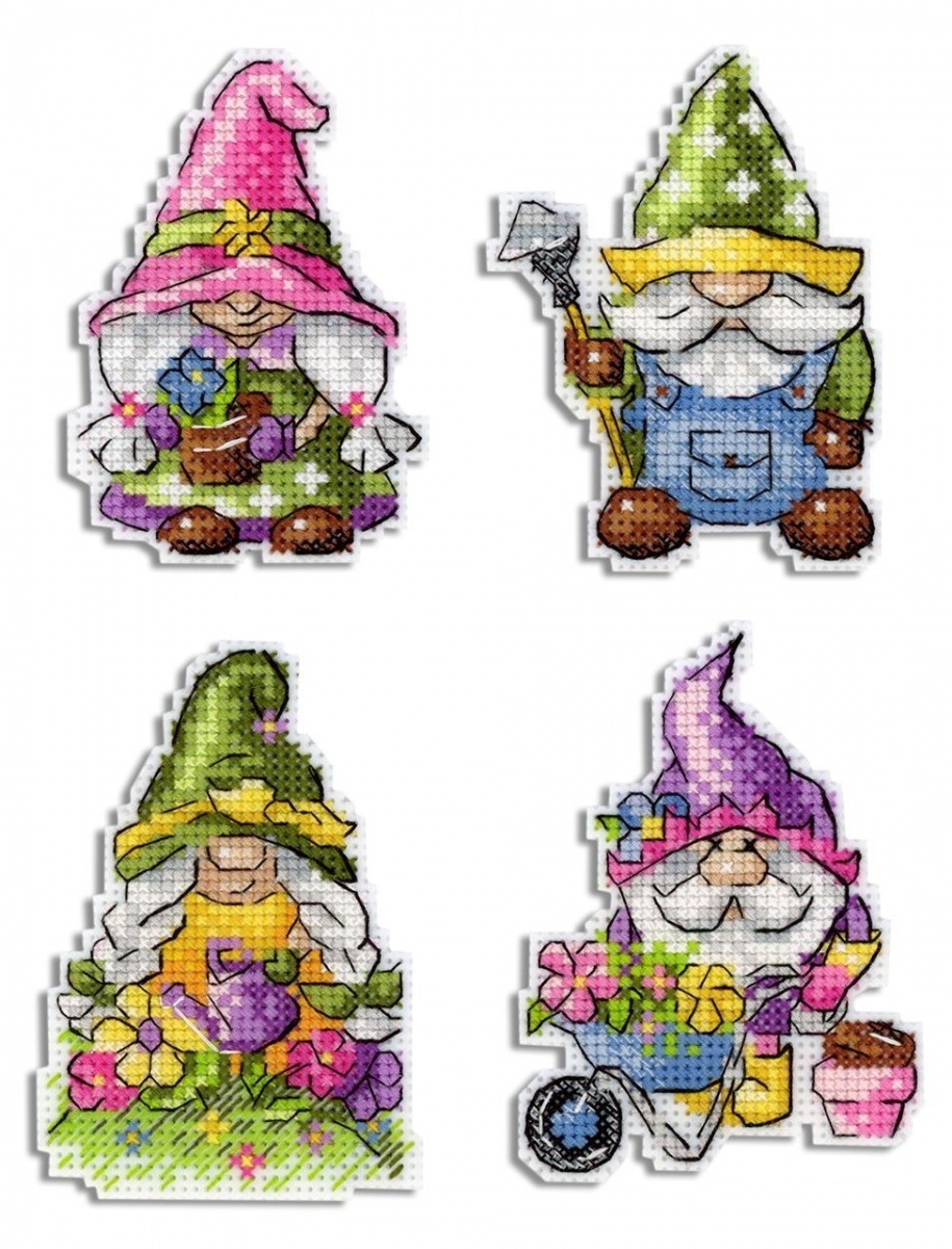 Garden Gnomes  Magnets Cross Stitch Kit фото 1