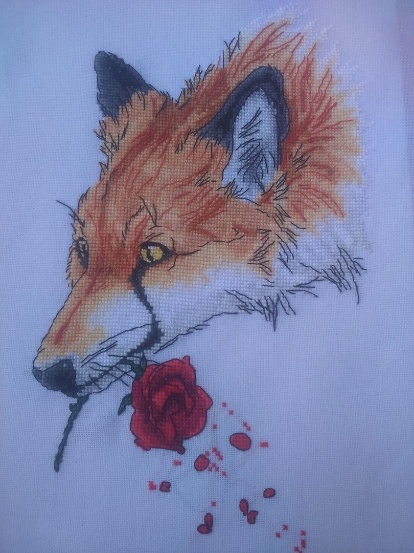 Fox with a Rose Cross Stitch Pattern фото 4