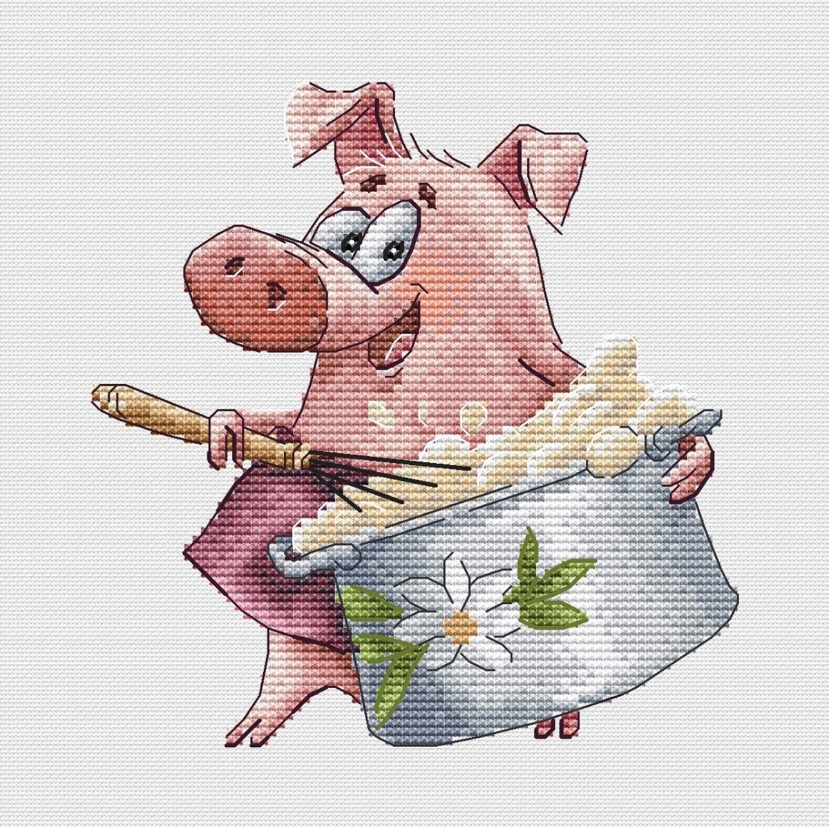Piggy and Cooking Cross Stitch Pattern фото 1
