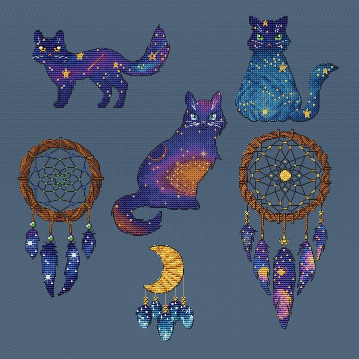 Star Cats Set Cross Stitch Pattern фото 3
