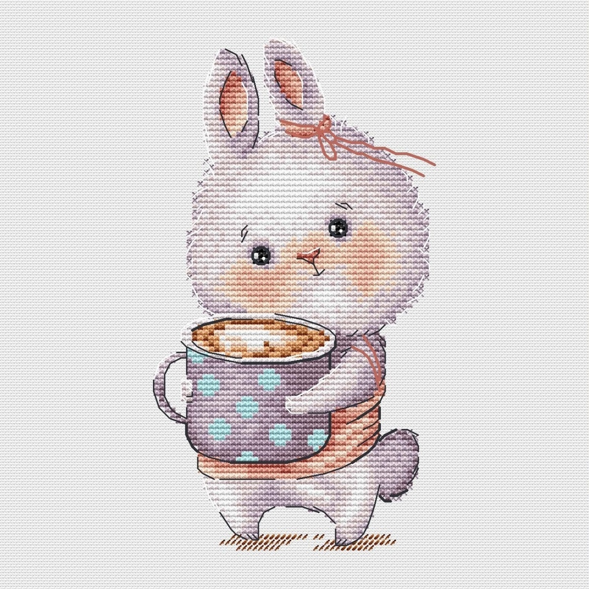 Coffee Lovers. Bunny Cross Stitch Pattern фото 1