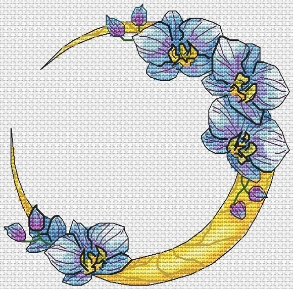 Moon Orchid Cross Stitch Pattern фото 1