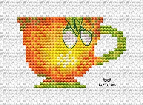 Citrus Tea Set Cross Stitch Pattern фото 4