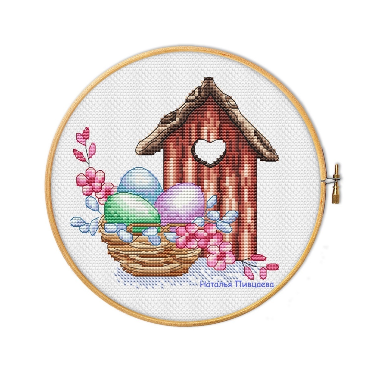 Easter BirdHouse Cross Stitch Pattern фото 1