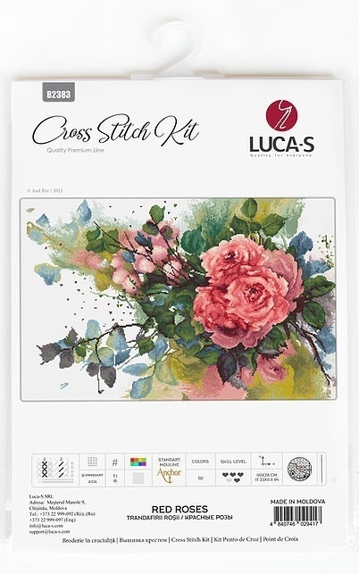 Watercolor Red Roses Cross Stitch Kit фото 2