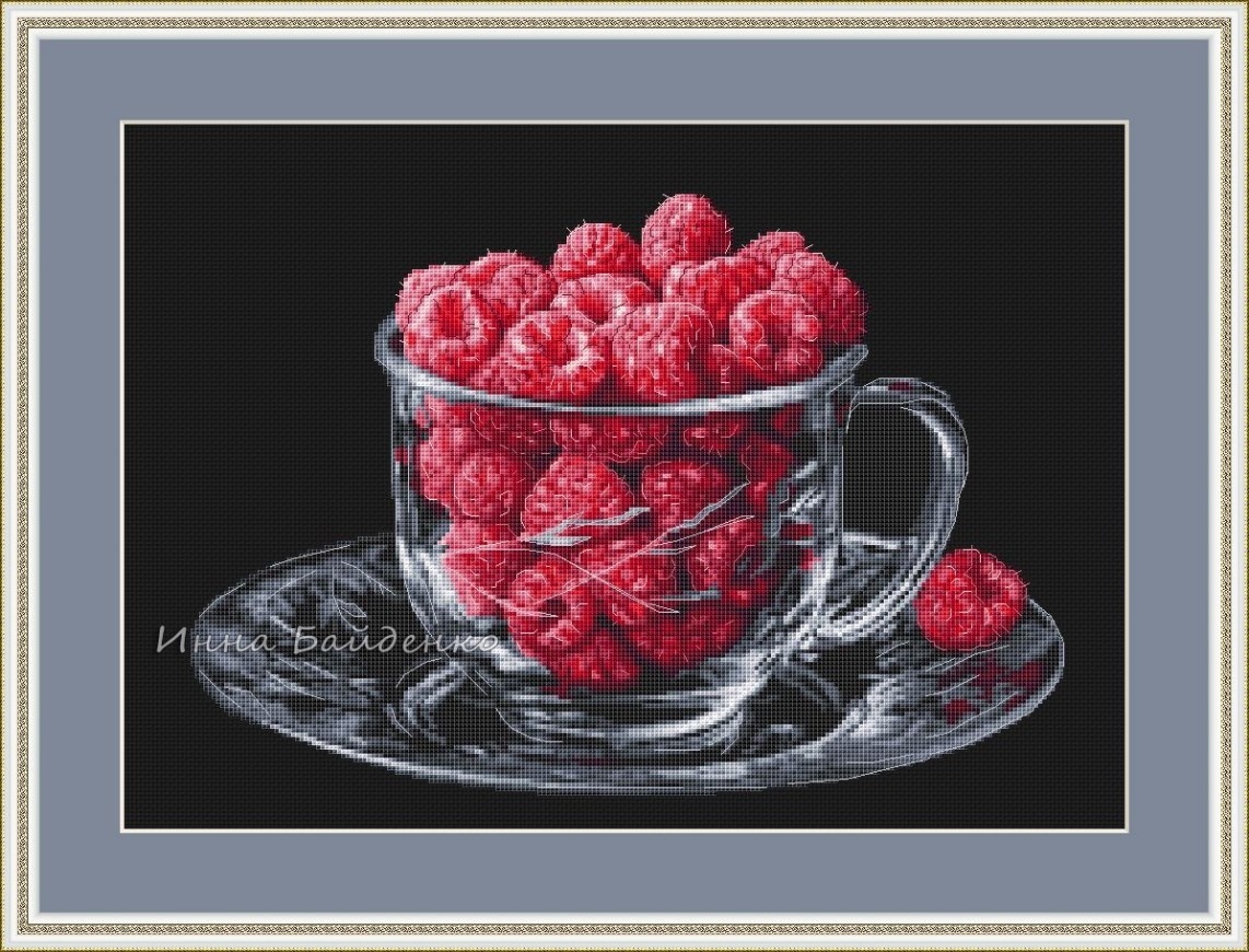 Cup of Raspberry Cross Stitch Pattern фото 1