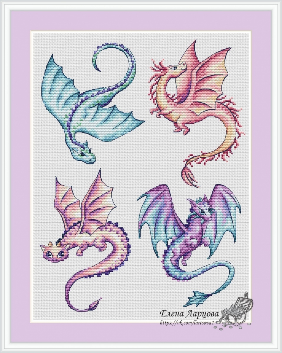 Cute Dragons Cross Stitch Pattern фото 1
