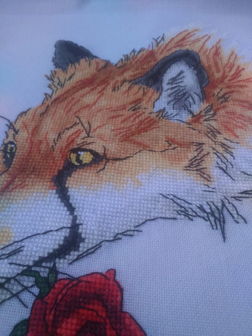Fox with a Rose Cross Stitch Pattern фото 5