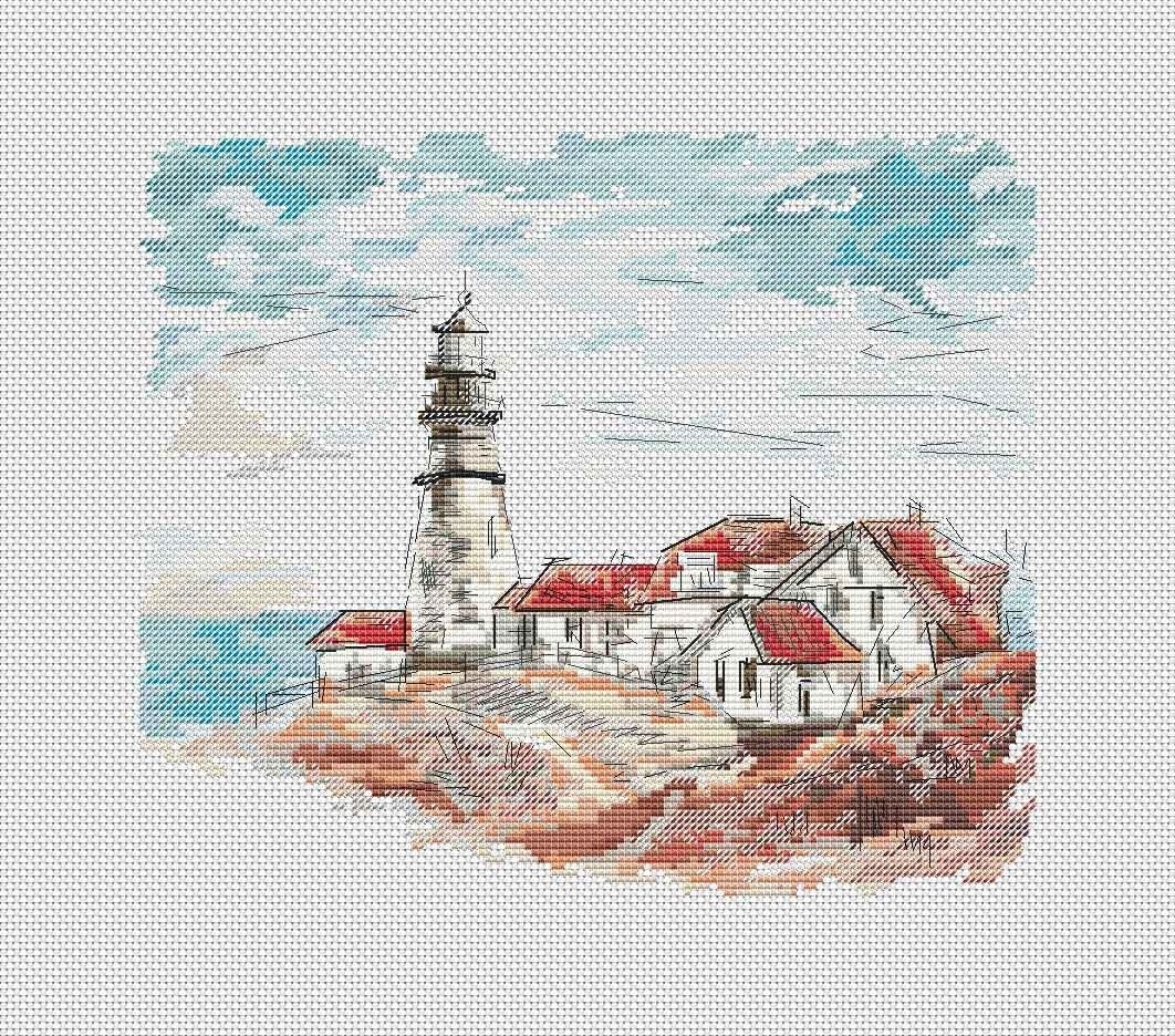 Old Lighthouse in the Village Cross Stitch Pattern фото 5