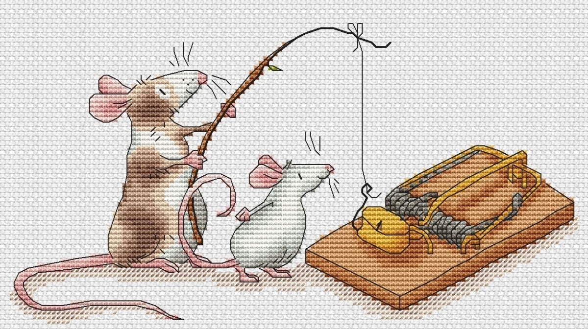 The Most Delicious Cheese is in a Mousetrap! Cross Stitch Pattern фото 1