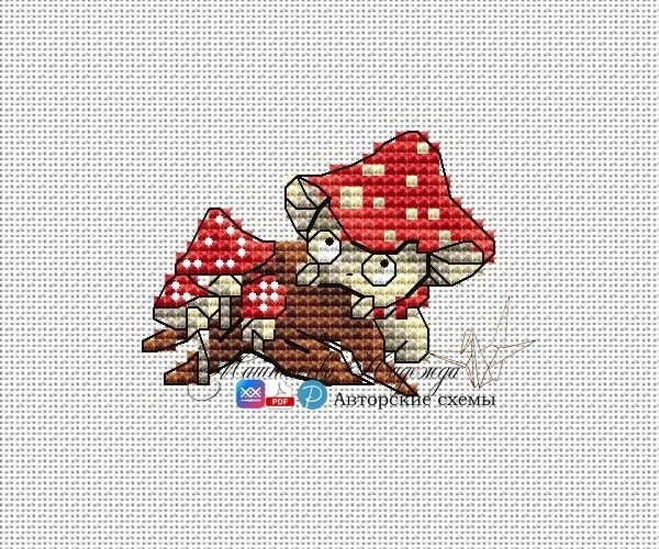 Little Mushroom Cross Stitch Pattern фото 1