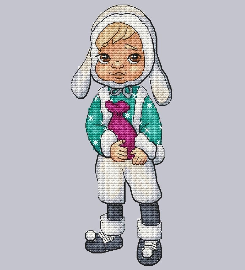 Boy in a Bunny Suit Cross Stitch Pattern фото 1