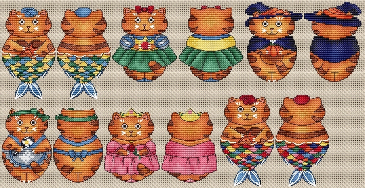 Gingerbread Cats. Girls Cross Stitch Pattern фото 1