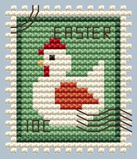 Easter Chicken Postage Stamp Cross Stitch Pattern фото 1