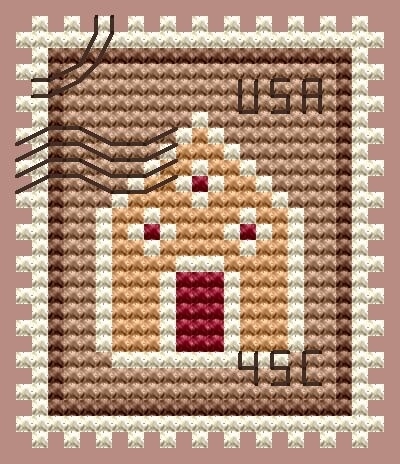 Gingerbread House Stamp Cross Stitch Pattern фото 1