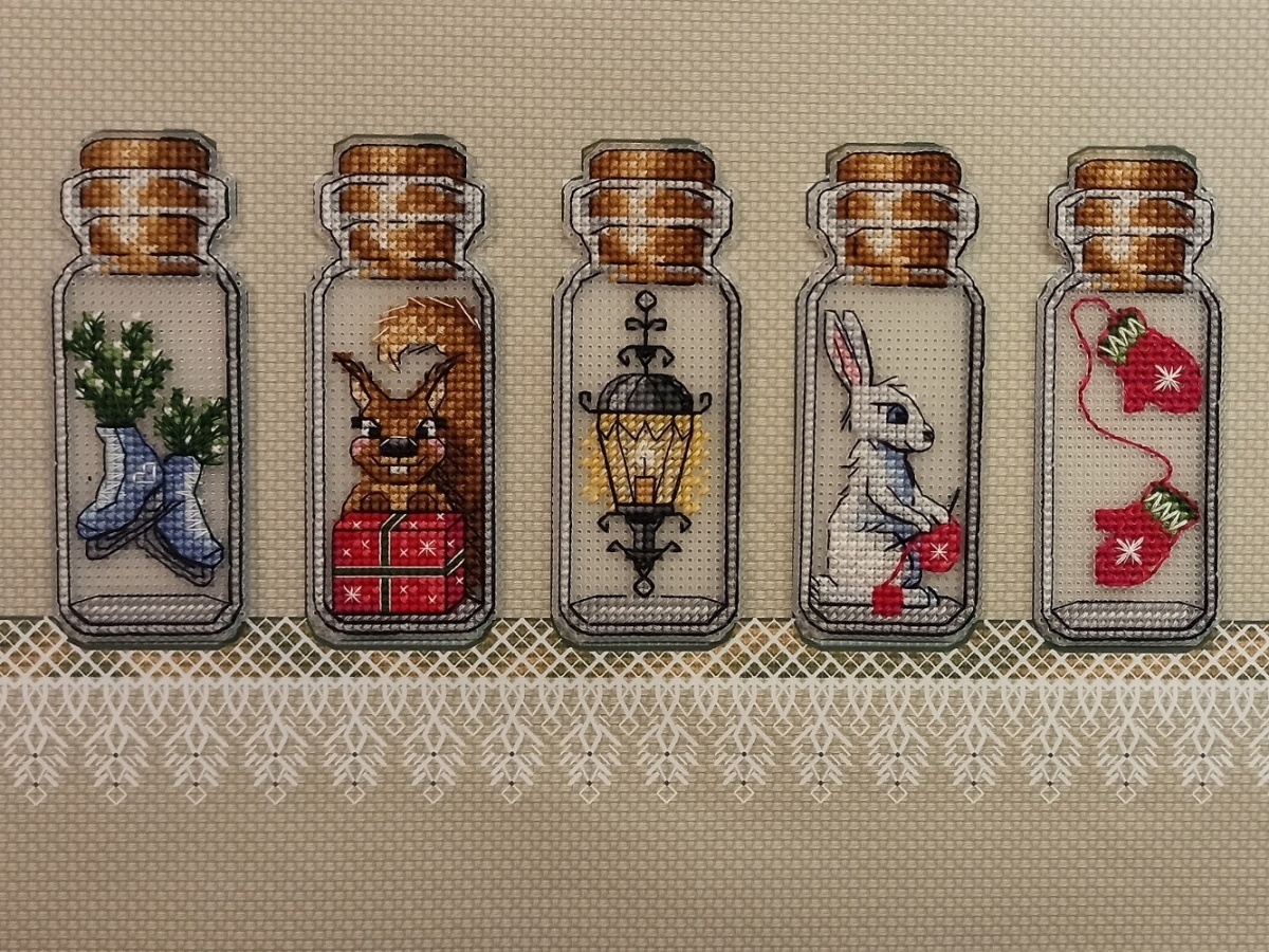 Bottles. Winter Shelf Cross Stitch Pattern фото 2