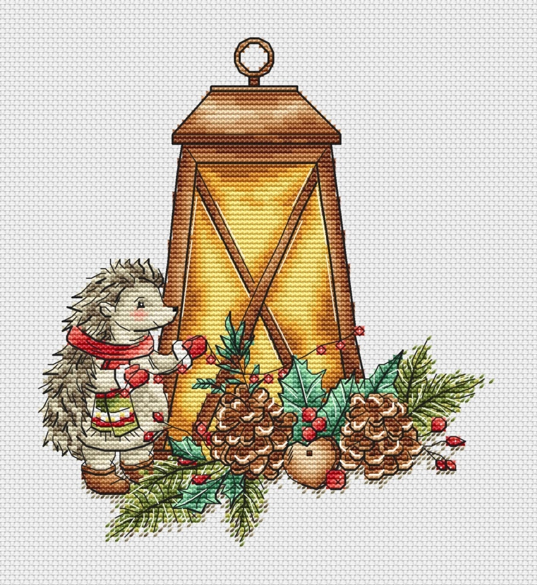 Christmas Hedgehog Cross Stitch Pattern фото 1