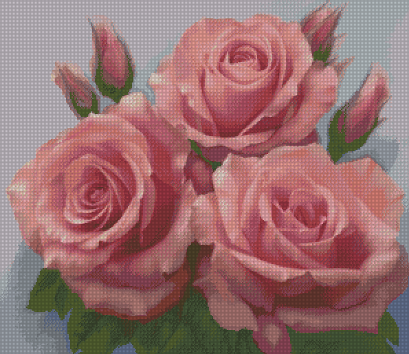 Watercolor Rose Flowers Cross Stitch Pattern фото 1