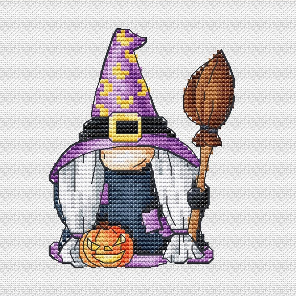 Gnome Halloween Cross Stitch Pattern фото 1