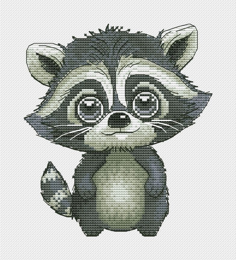 A Cute Raccoon Cross Stitch Pattern фото 2