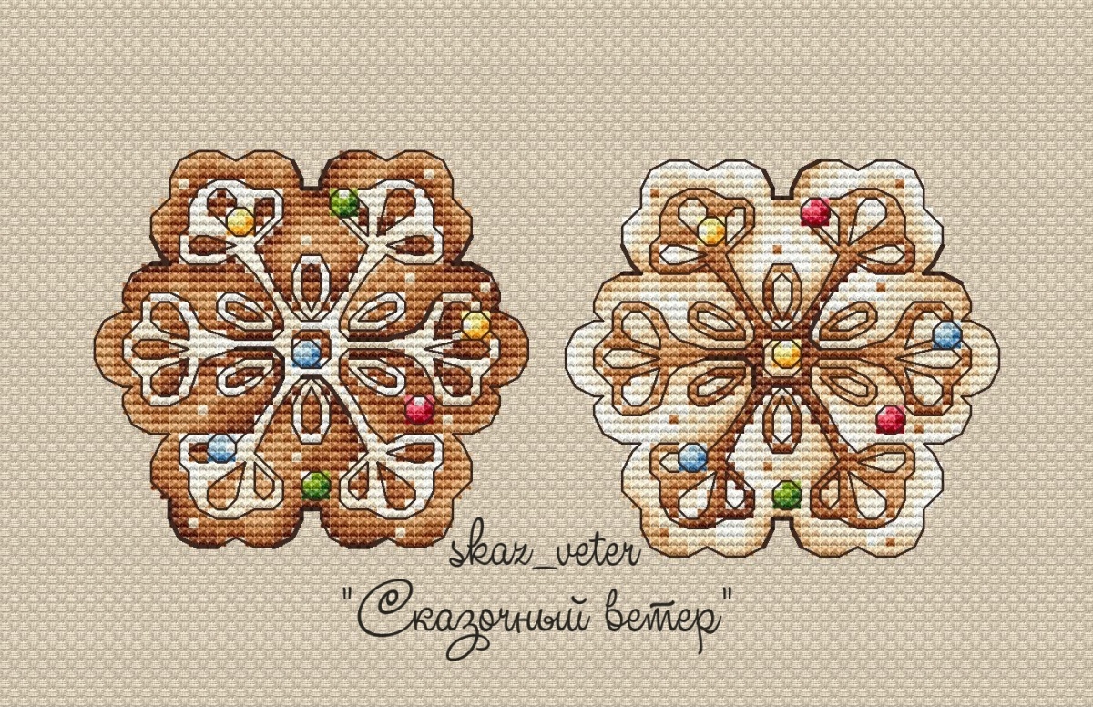 Gingerbread Snowflake Cross Stitch Pattern фото 1
