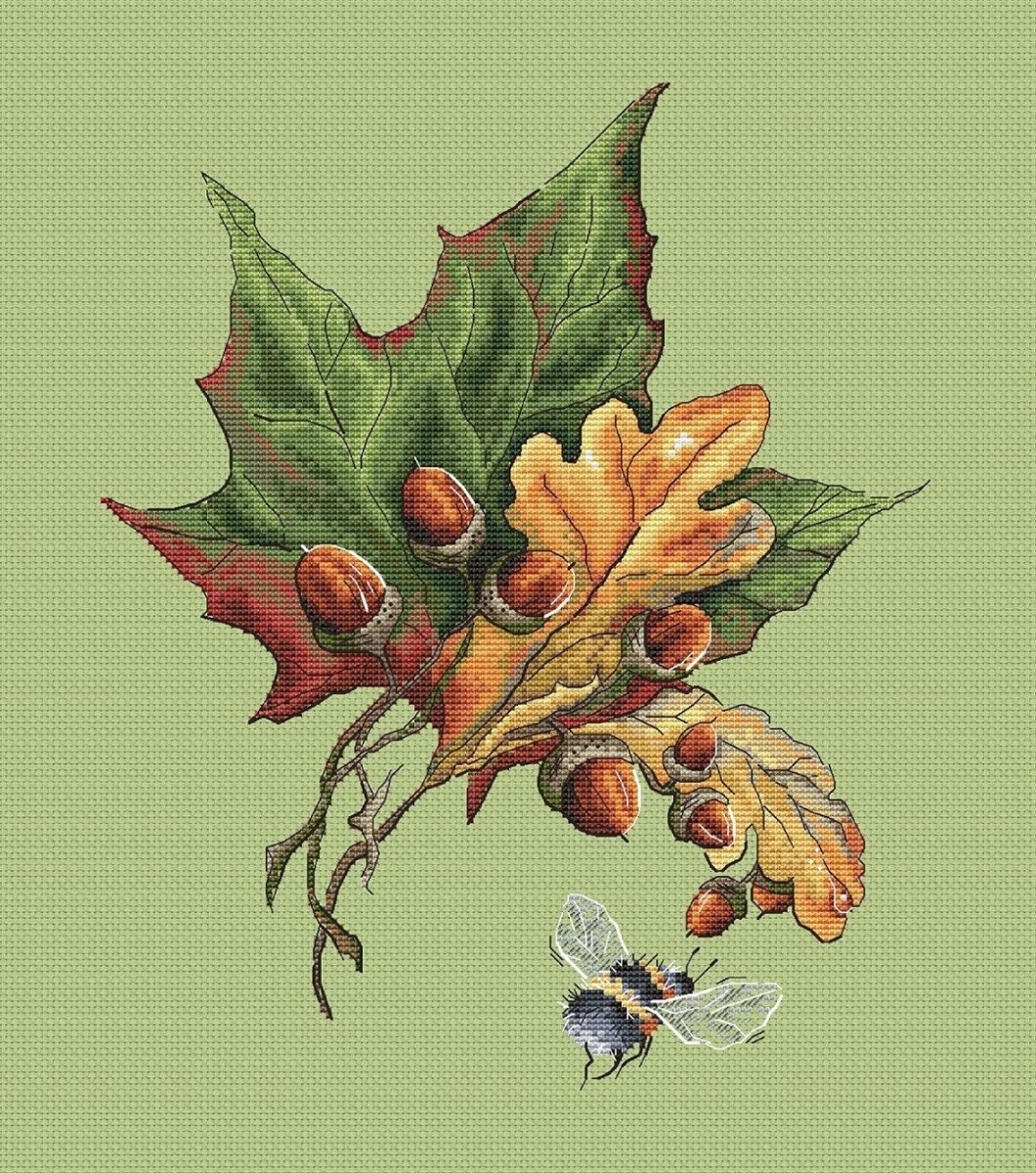 Autumn Bouquet with Ladybug Cross Stitch Pattern фото 1