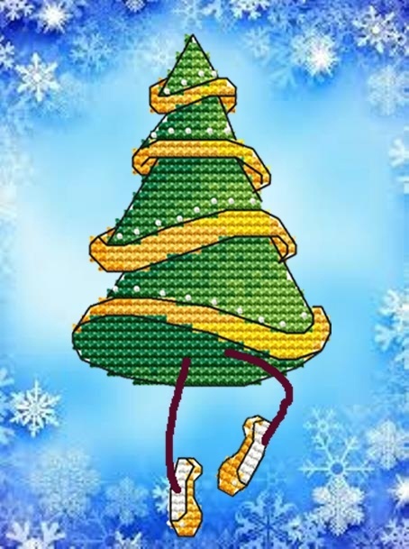 Dancing Christmas Tree Cross Stitch Pattern фото 1