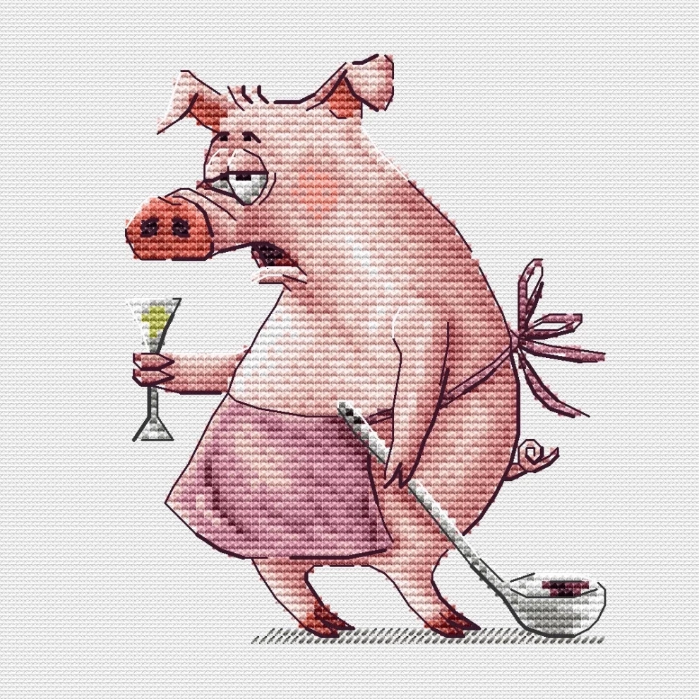 Pig is Tired Cross Stitch Pattern фото 1