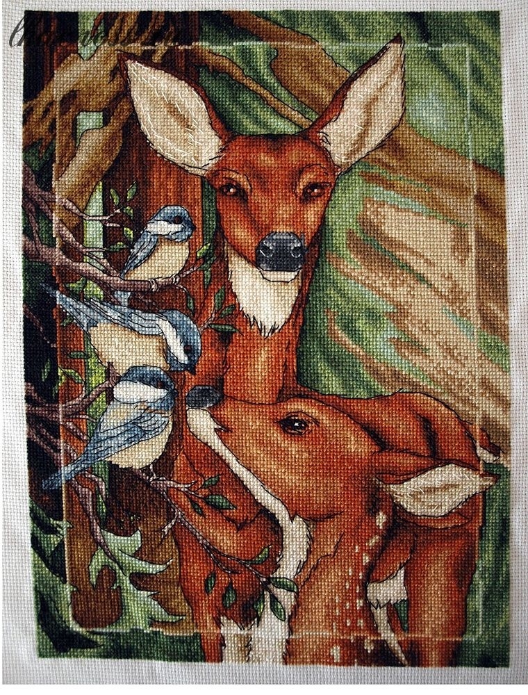 Forest Inhabitants. Deers Cross Stitch Pattern фото 2